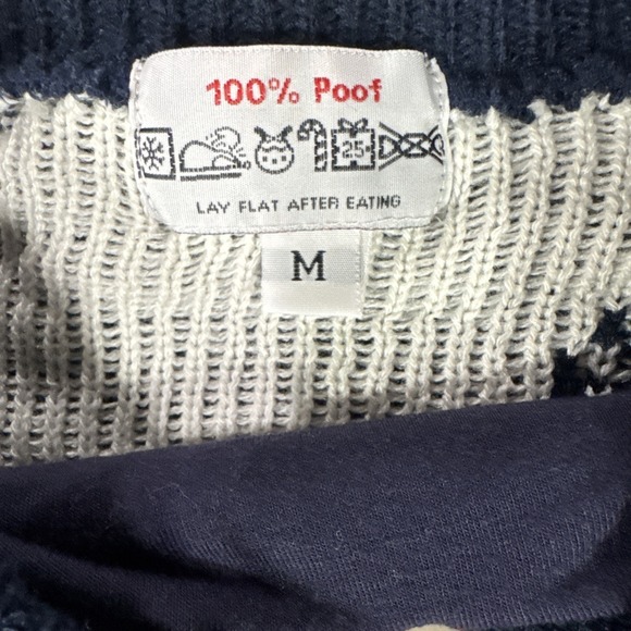 Rudolph Reindeer Ugly Sweater Christmas M Cotton Blend Snowflakes 100% Poof Blue - Picture 3 of 7